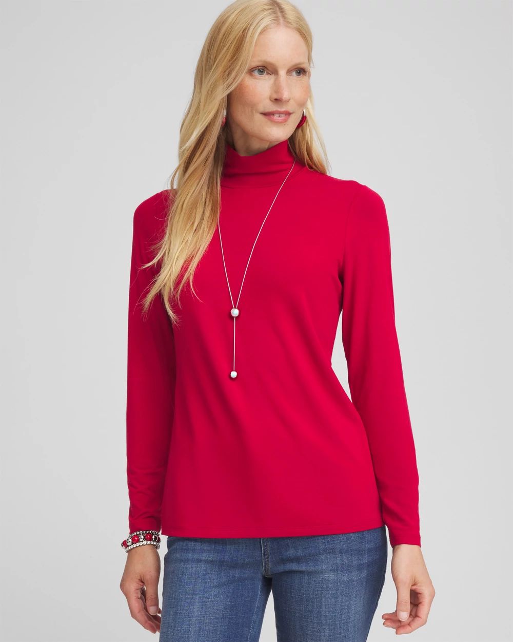 【送料無料（一部地域を除く）】 of Touch Cool™ Chico's | Tee Layering Neck Mock トップス